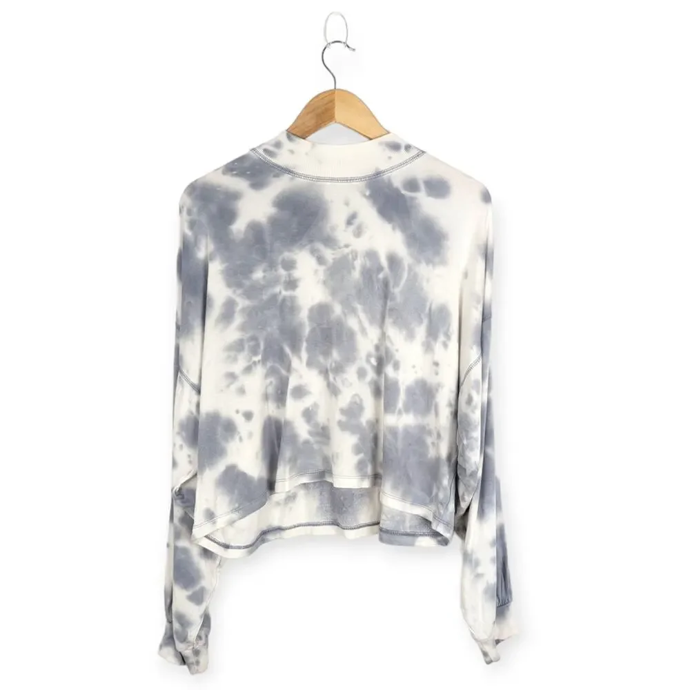 Wild Fable Gray and White Tie Dyed Mock Neck Cropped Sweatshirt Size Large NWT - Picture 2 of 9